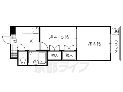 京都市烏丸線 北大路駅 徒歩25分 4階建 築30年(2K/4階)の間取り写真