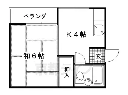 第2マインたなべ(1K/3階)の間取り写真
