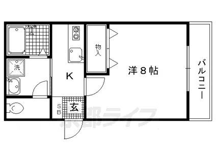 京福北野線 北野白梅町駅 徒歩12分 2階建 築20年(1K/2階)の間取り写真