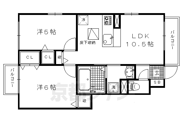 京都市烏丸線 北山駅(京都) 徒歩4分 2階建 築16年(2LDK/1階)の間取り写真