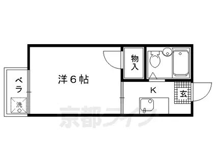 京福北野線 北野白梅町駅 徒歩10分 2階建 築39年(1K/2階)の間取り写真