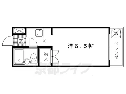 京福北野線 北野白梅町駅 徒歩17分 3階建 築41年(1K/3階)の間取り写真