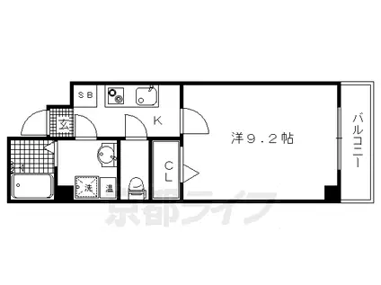 京福北野線 北野白梅町駅 徒歩5分 4階建 築16年(1K/4階)の間取り写真