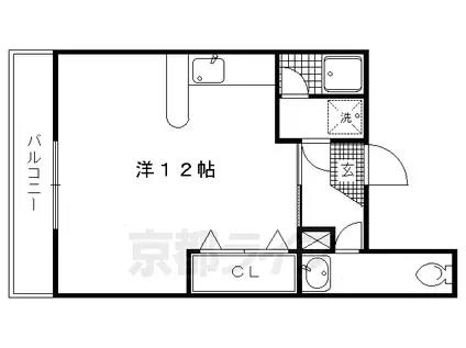 京福北野線 北野白梅町駅 徒歩2分 4階建 築50年(ワンルーム/4階)の間取り写真