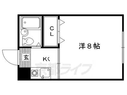 京福北野線 等持院・立命館大学衣笠キャンパス前駅 徒歩25分 2階建 築31年(1K/1階)の間取り写真