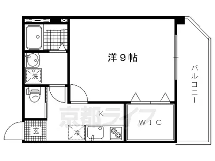 山陰本線 二条駅 徒歩13分 6階建 築15年(1K/1階)の間取り写真