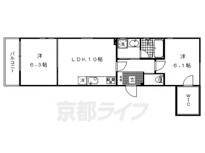 BOULOGNE府庁前(2LDK/2階)の間取り写真