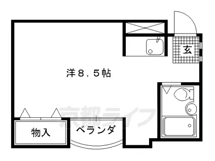 京都市烏丸線 北山駅(京都) 徒歩25分 3階建 築38年(ワンルーム/2階)の間取り写真