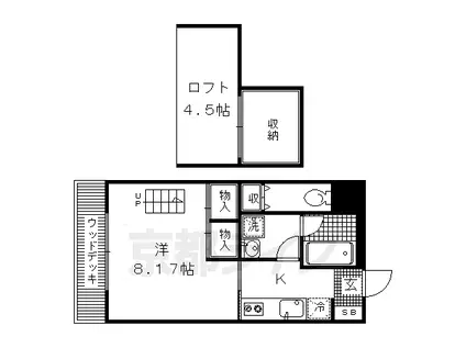 京福北野線 北野白梅町駅 徒歩10分 2階建 築15年(1K/2階)の間取り写真