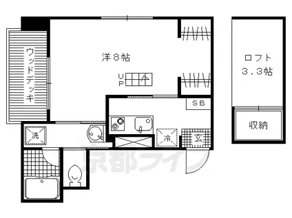 京福北野線 北野白梅町駅 徒歩10分 2階建 築16年(1K/2階)の間取り写真