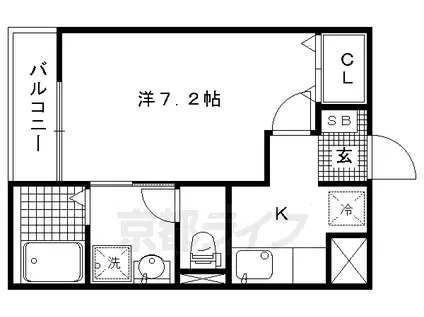 叡山電鉄 二軒茶屋駅(京都) 徒歩32分 2階建 築16年(1K/2階)の間取り写真