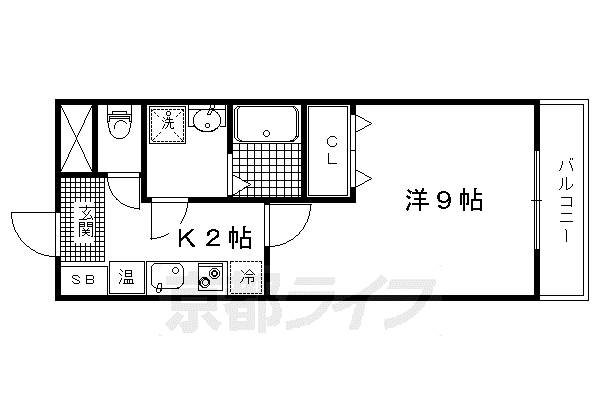 京都市烏丸線 今出川駅 徒歩17分 3階建 築16年(1K/1階)の間取り写真