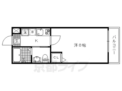 山陰本線 二条駅 徒歩20分 4階建 築15年(1K/2階)の間取り写真