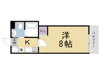 山陰本線 二条駅 徒歩20分 4階建 築16年(1K/1階)の間取り写真