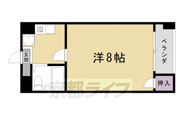 ピュアー紙屋川(1K/3階)の間取り写真