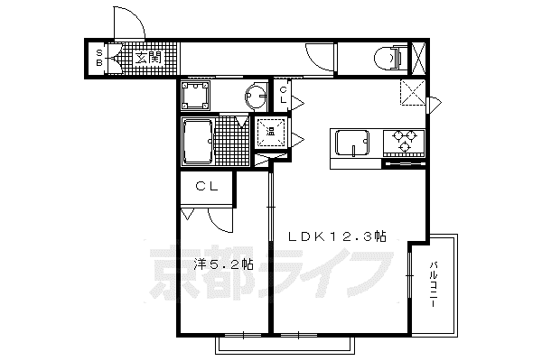シャーメゾン堀川(1LDK/1階)の間取り写真