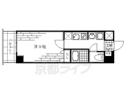 京都市烏丸線 丸太町駅(京都市営) 徒歩15分 7階建 築16年(1K/1階)の間取り写真