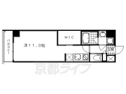 アスヴェル京都東堀川(ワンルーム/1階)の間取り写真