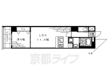 千歳線 白石駅(ＪＲ北海道) 徒歩9分 7階建 築16年(1LDK/2階)の間取り写真