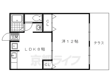 京都市烏丸線 北山駅(京都) 徒歩13分 2階建 築30年(1LDK/1階)の間取り写真