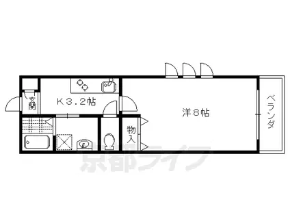紫野レジデンス(1K/2階)の間取り写真