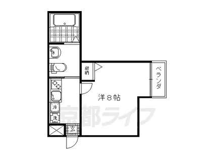 アークリード京都千本(1K/2階)の間取り写真