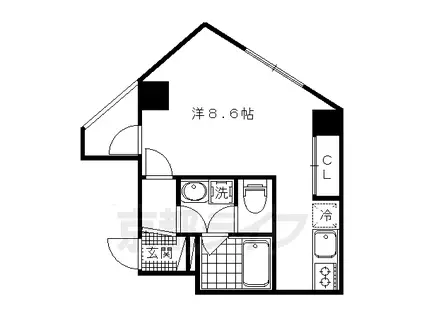 京都市烏丸線 北大路駅 徒歩3分 7階建 築14年(1K/5階)の間取り写真