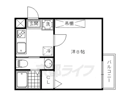 京都市烏丸線 今出川駅 徒歩18分 3階建 築14年(1K/2階)の間取り写真