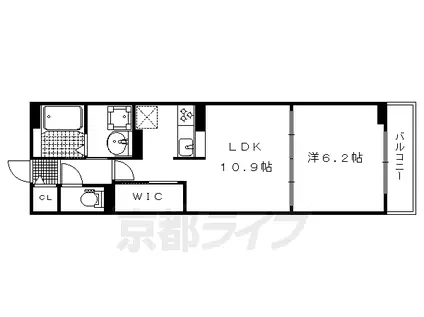 京都市烏丸線 北山駅(京都) 徒歩10分 3階建 築14年(1LDK/2階)の間取り写真