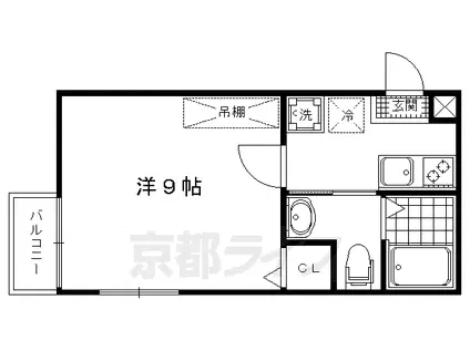 フラッティ堀川下立売(1K/4階)の間取り写真