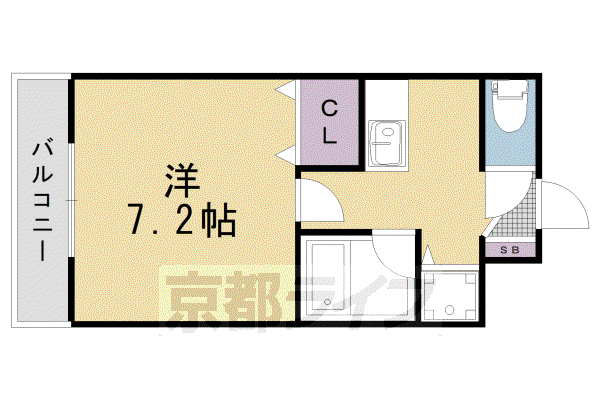 京都市烏丸線 北大路駅 徒歩18分 3階建 築26年(1K/1階)の間取り写真