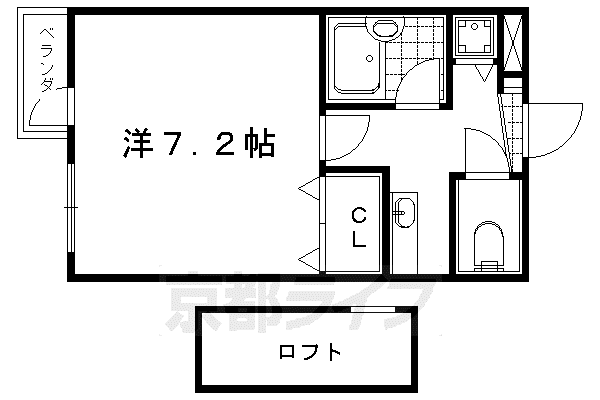 京都市烏丸線 北大路駅 徒歩18分 3階建 築26年(1K/3階)の間取り写真