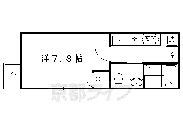 ブライトハイムD棟(1K/4階)の間取り写真