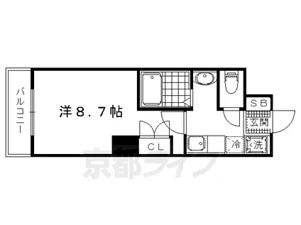 アンボワーズ(1K/1階)の間取り写真