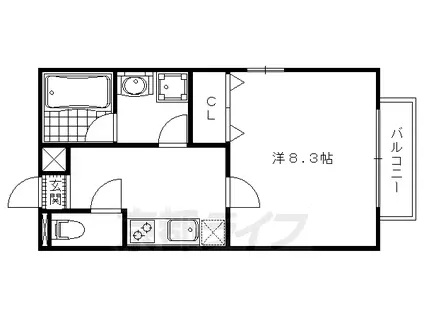 京福北野線 北野白梅町駅 徒歩5分 4階建 築16年(1K/3階)の間取り写真