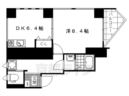 バウハウス北山(1DK/2階)の間取り写真