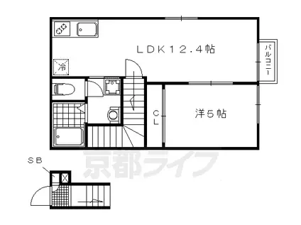 京都市烏丸線 鞍馬口駅 徒歩5分 2階建 築14年(1LDK/2階)の間取り写真