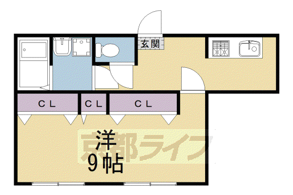 京都市烏丸線 北大路駅 徒歩39分 2階建 築57年(1K/1階)の間取り写真