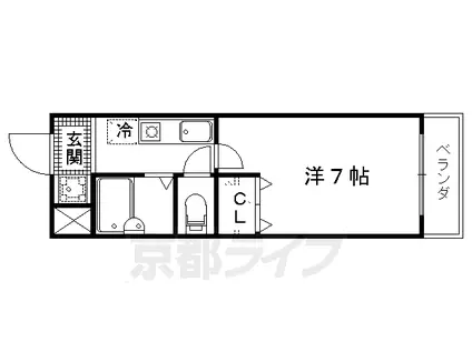 京福北野線 北野白梅町駅 徒歩35分 5階建 築37年(1K/2階)の間取り写真