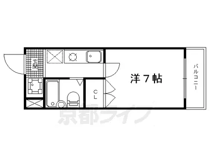 京福北野線 北野白梅町駅 徒歩35分 5階建 築37年(1K/4階)の間取り写真