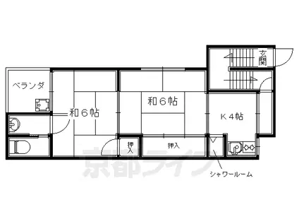 京福北野線 北野白梅町駅 徒歩13分 2階建 築59年(2K/2階)の間取り写真