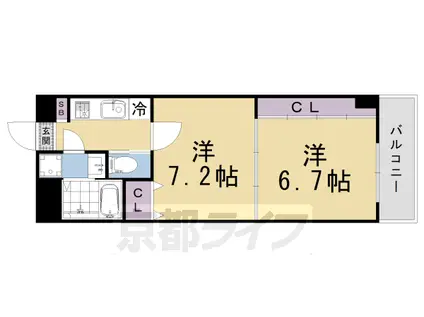 SILK HOUSEとなみ(2K/2階)の間取り写真