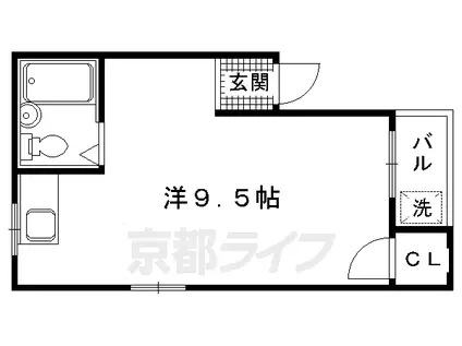 京福北野線 北野白梅町駅 徒歩8分 3階建 築37年(ワンルーム/3階)の間取り写真