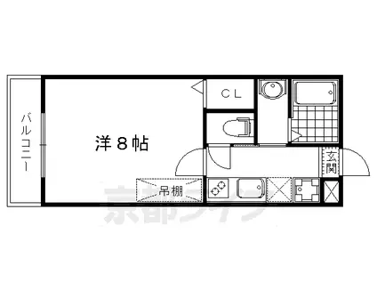 京福北野線 北野白梅町駅 徒歩13分 4階建 築14年(1K/1階)の間取り写真