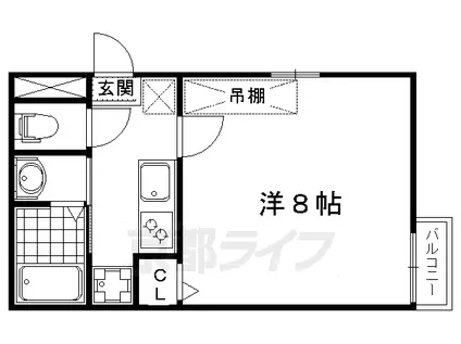 京福北野線 北野白梅町駅 徒歩13分 4階建 築14年(1K/2階)の間取り写真