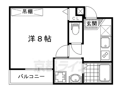 京福北野線 北野白梅町駅 徒歩13分 4階建 築14年(1K/2階)の間取り写真