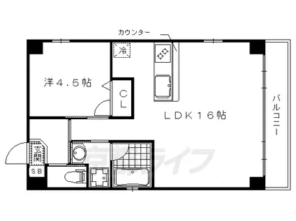 京都市烏丸線 丸太町駅(京都市営) 徒歩12分 5階建 築13年(1LDK/2階)の間取り写真