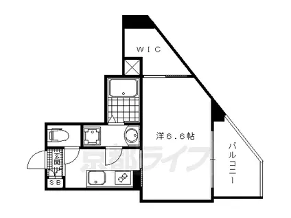山陰本線 円町駅 徒歩4分 6階建 築13年(1K/4階)の間取り写真