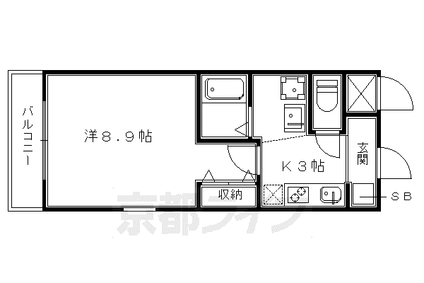 アドバンス京都御所北グルーブ(1K/2階)の間取り写真