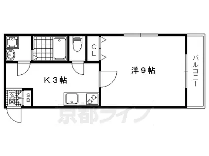京福北野線 北野白梅町駅 徒歩23分 4階建 築25年(1K/1階)の間取り写真